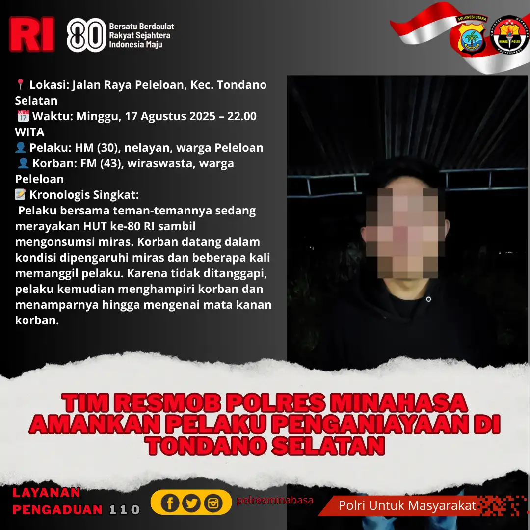 Tim Resmob Polres Minahasa Amankan Pelaku Penganiayaan di Tondano Selatan